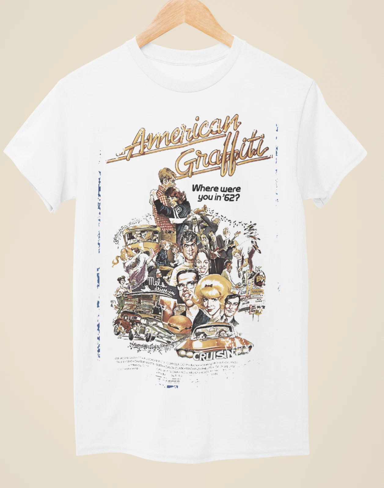 American Graffiti - Movie Poster Inspired Unisex White T-Shirt
Opens in a new window or tab
