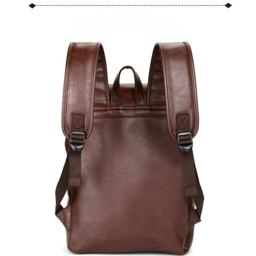 Men's Large Capacity Leather Backpack Fashionable Trend Simple Travel Backpack - Picture 17 of 24