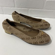 NEW - Guess - Triangle Brown Logo Ballet Flats - Size 6- 1/2M