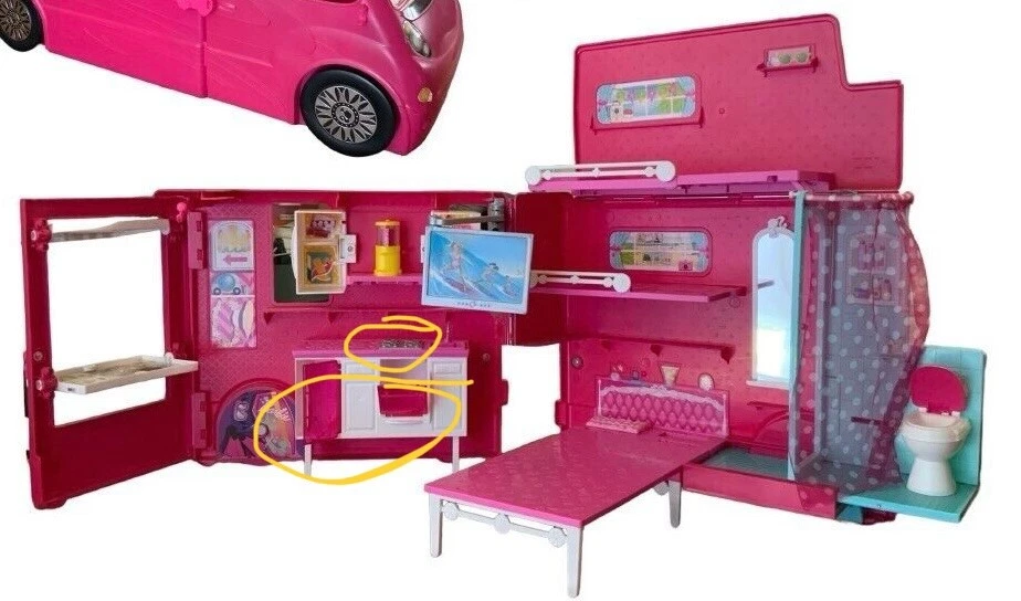Casa rodante Barbie Sisters Dream Camper 2012 de colección glamurosa piezas lote gabinete estantes estufa Foto 2 de 2
