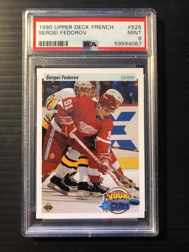 1990 Upper Deck French #525 Sergei Fedorov Young Guns RC PSA 9 Detroit Red Wings