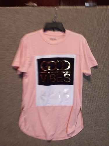 Designer Good Vibes Self Made T-Shirt Size Medium by Bleecker & Mercer Pink - Picture 3 of 10