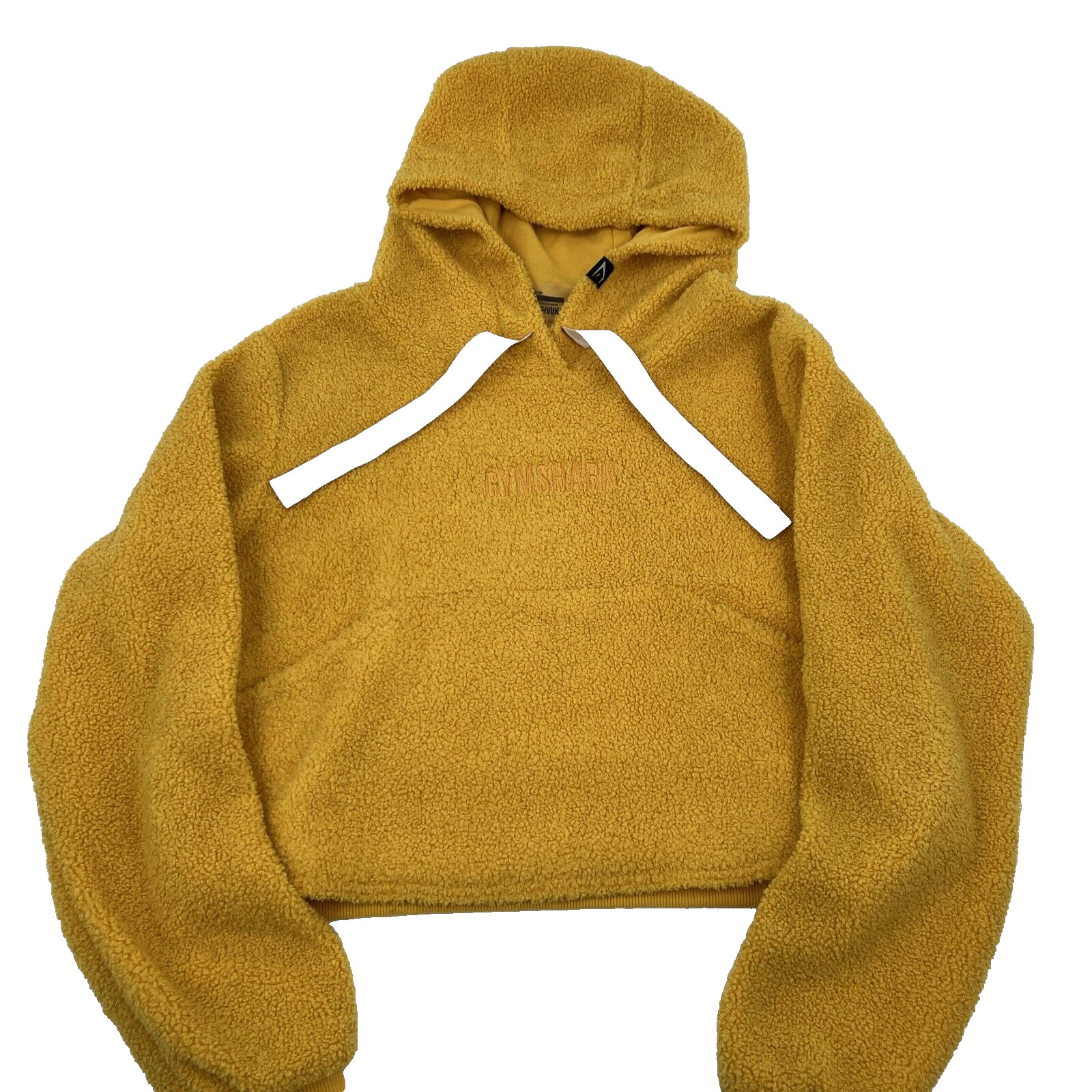 GYMSHARK Cozy Crop Sherpa Hoodie Yellow Women's XS Plush Fuzzy