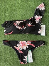 New Seafolly Desert Flower One Shoulder Top  Brazilian Pant - Size AU8 / US4
