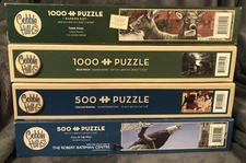 Cobble Hill Variety 4- 500-1000 Pc Jigsaw Puzzles Animals Preowned NICE