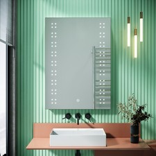 Bathroom Mirror with Shaver Socket 500x700 with LED Light Heated Demister Touch