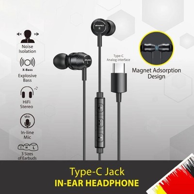 AWEI TC-5 Kabelgebundene In-Ear-Ohrhörer, USB-Typ-C-Stecker, Stereo-Kopfhörer, H