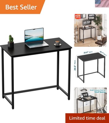 Durable 31.5in Black Desk for Small Spaces - Easy Assembly & Multi-Functional