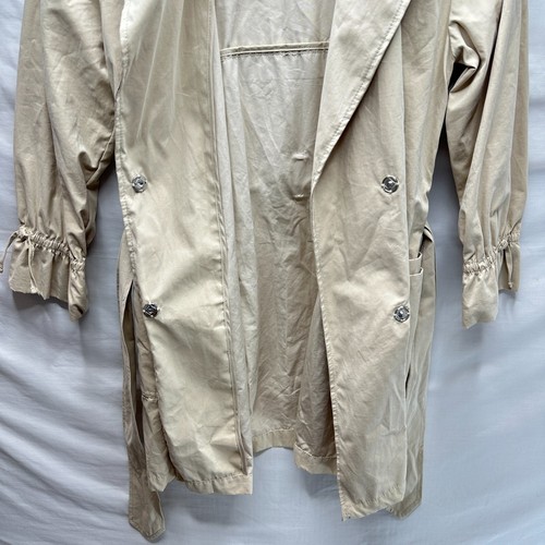 ZARA Girls Trench Coat Jacket 10 Beige Khaki Belted Long Sleeve Kids Lightweight - Picture 6 of 13