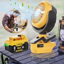 Cordless Fan For Dewalt 20V Max Li-Ion Battery Jobsite Fan for Camping Fishing