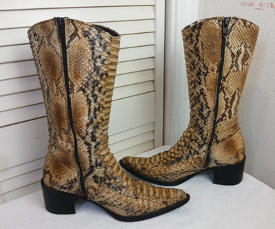 RARE Vintage PETERS Lizard Skin Leather Boots Women's Size 5 Made in USA, Zipper