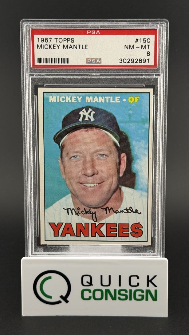 MICKEY MANTLE 1967 TOPPS BASEBALL YANKEES #150 PSA 8 Q6995