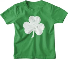 NYC FACTORY USA Screen Printed Shamrock Youth T-Shirt Distressed Tee Kids...