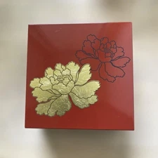 Japanese writing box Echizen lacquerware, peony gold leaf lacquer, corner, small