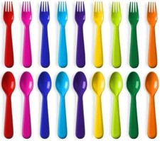 Toddler Utensils Set of 18Plastic Kids Utensils Forks Spoons BPA Dishwasher Safe