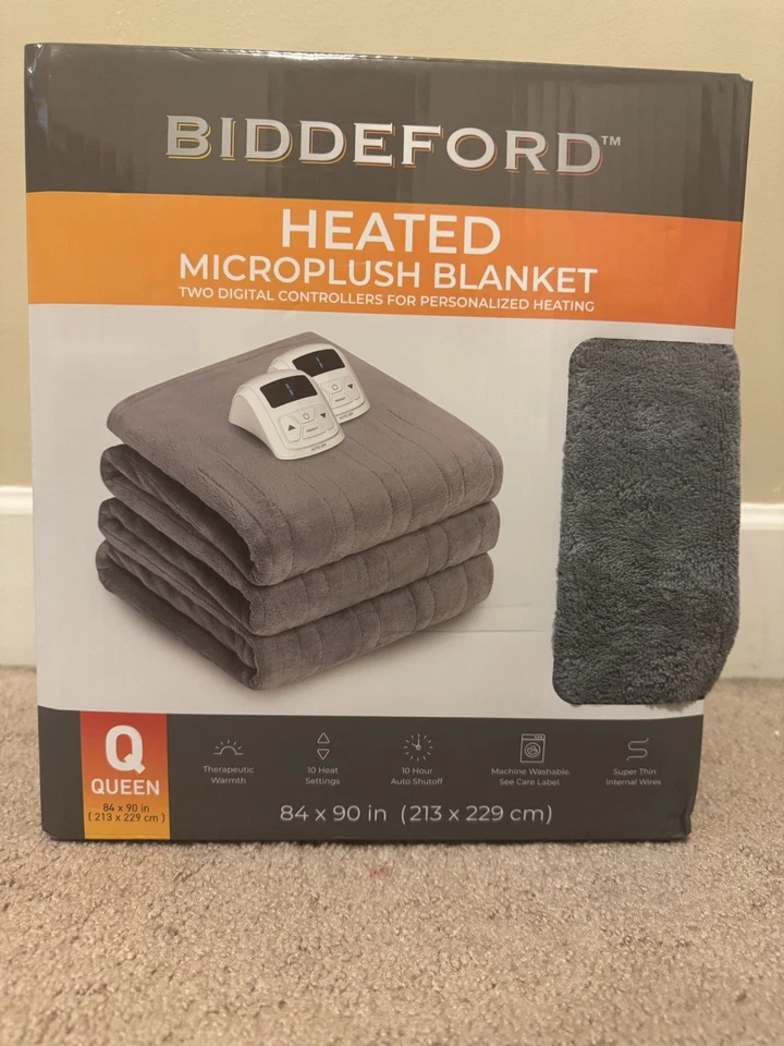 Biddeford Heated Electric Blanket Queen Grey - Image 2 of 2