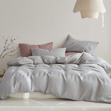 TOSMO Linen Duvet Cover Set, 100 French Flax Natural Linen Bedding 3pcs Set,...
