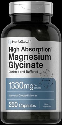 Magnesium Glycinate | 1330mg | 250 Capsules | Buffered & Chelated | by Horbaach