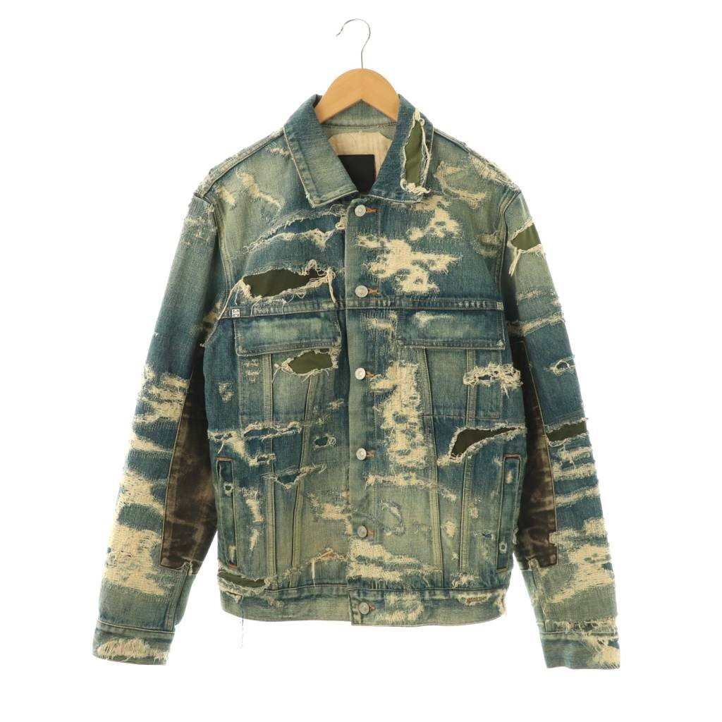 Givenchy Moleskin Destroy Denim Jacket Jeans G M … - image 1