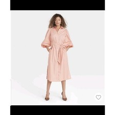 a new day pink button front shirt dress size small