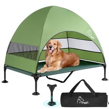Upgraded Elevated Dog Bed with Canopy, Portable Raised Outdoor Dog Bed with S...