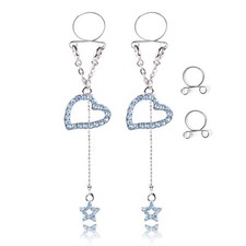 2PC Heart Shaped Pendant with Adjustable Nipple and No Hole Breast Ring