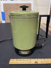 Vintage WORKING Empire Green Electric Metal 4 Cup Coffee Percolator MCM Travel