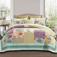 Quilt King Size Patchwork Bedspread Set 100 Cotton Reversible Breathable
