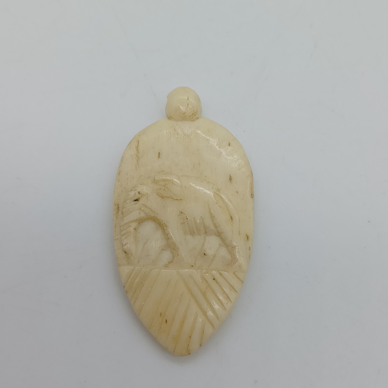 Vintage Hand Carved Bovine Bone Pendant #10 image 2