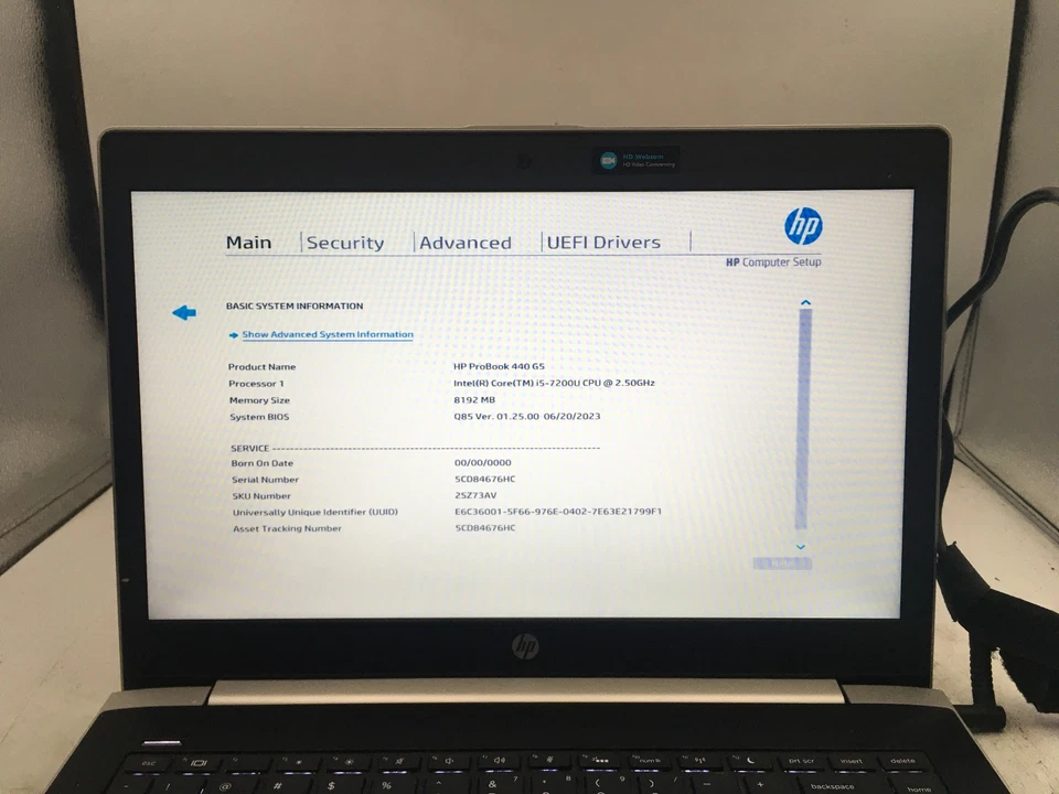 HP PROBOOK 440 G5 - BOOTS TO BIOS - INTEL I5 7200U - NO RAM - 14" -READ DESC- BB - Image 2 of 4