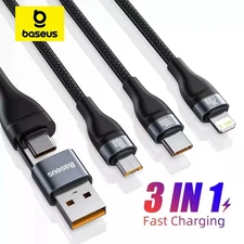 3 in 2 USB Type C Cable for iPhone 15 14 13 12 ProMax 11 Charger Cable 100W 3 in