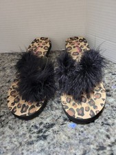 Vintage beautiful kitten heels animal print feather shoes Leopard Cheetah