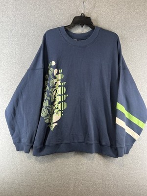 FREE PEOPLE FP MOVEMENT BLUE ALL STAR BUTI LOGO PULLOVER SWEATSHIRT  LARGE