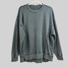 Aerie Distressed Oversized Sweater Dark Green Pullover Slouchy Indie Sleeze SM