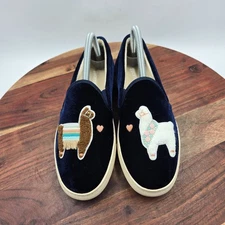 Soludos Velvet Llama Shoes Women's 8 Blue Comfort Slip On Sneakers Loafers