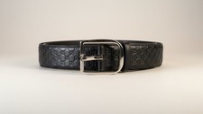 NWT Gucci "Micro Guccissima" Leather Belt Size 80/32 Width 1.5" Black Authentic