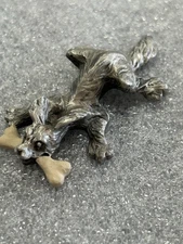 Hudson Pewter Villagers #5435 Cracker - Slipping Dog With His Bone. EC W/Box