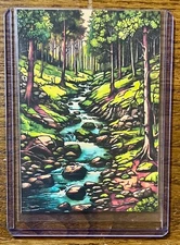 ACEO Art Card Print – Peaceful Forest Stream Illustration