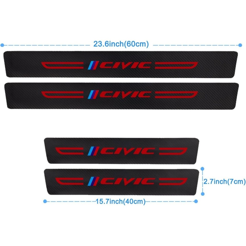 4Pcs Reflective 4D Carbon Fiber Door Sill Protectors For RAM 1500 - White Door Entry Guards & Scuff Plates
