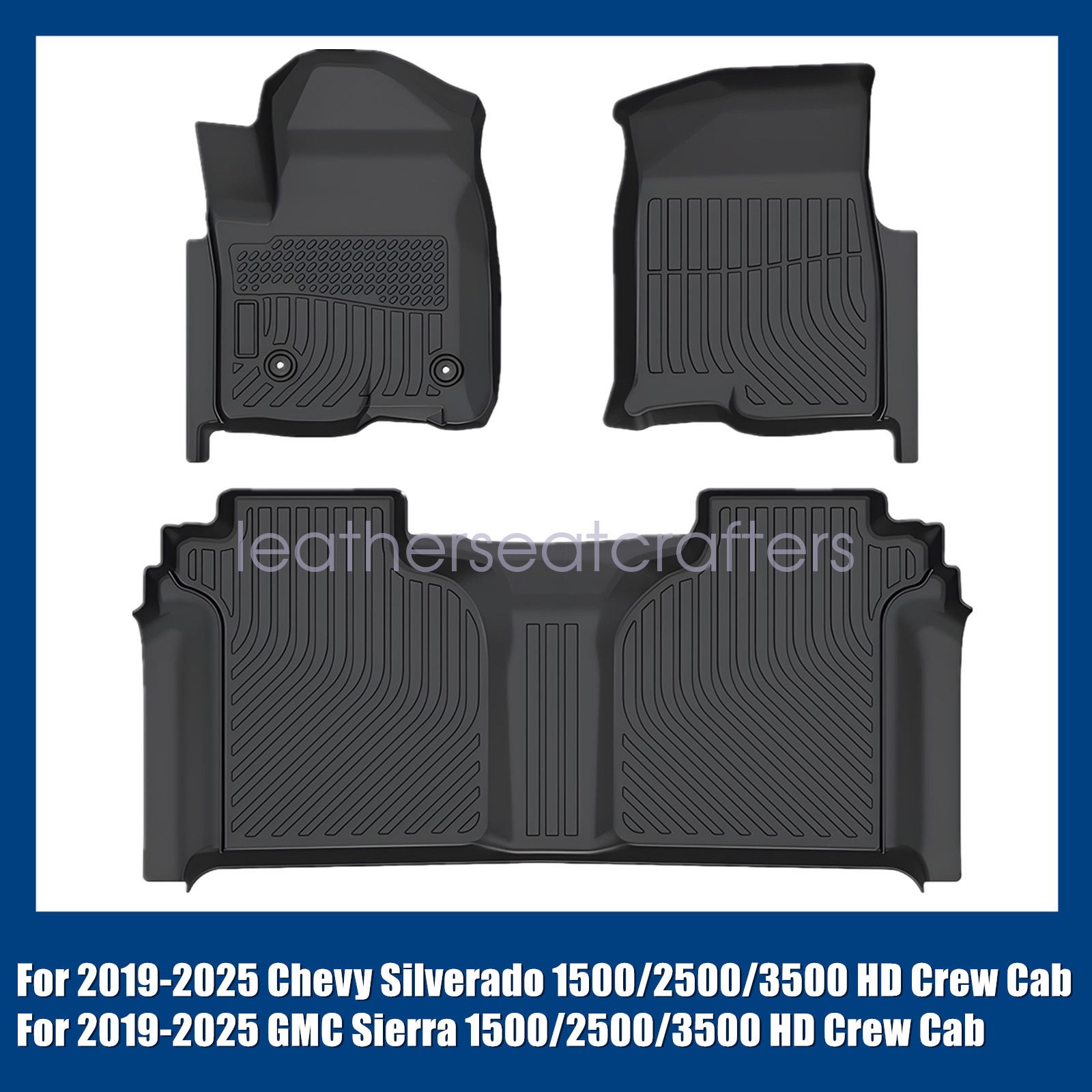 TPE Floor Mats Liner For 2019-2025 Silverado/Sierra 1500 2500 3500 HD Crew Cab