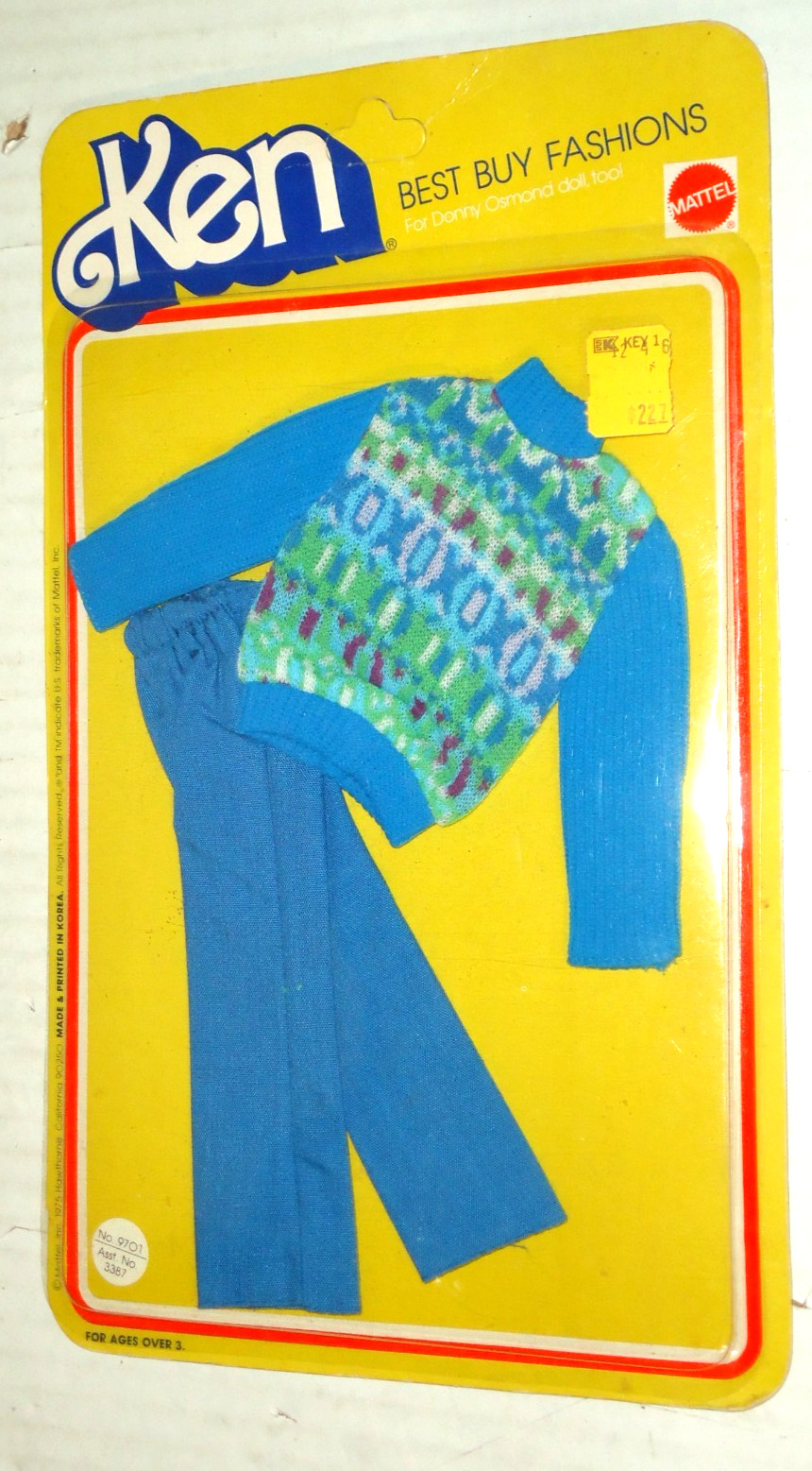 Conjunto suéter/pantalones vintage raro 1975 Ken #9701 Best Buy Fashions ¡NUEVO EN CAJA!