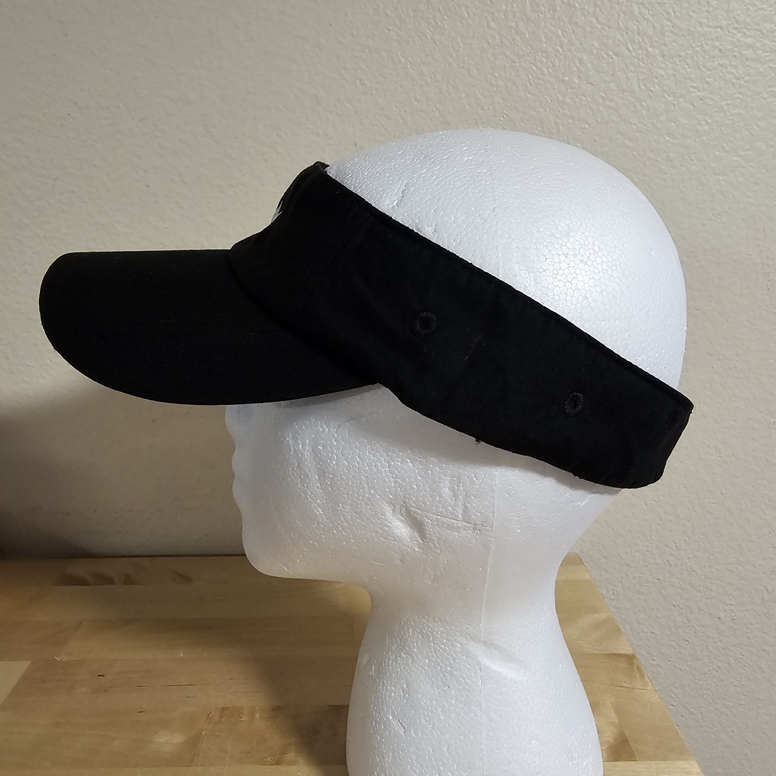 Nike Golf Visor White Label Strapback Adjustable Black White Swoosh thumbnail 2