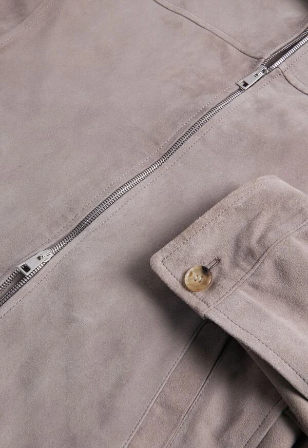 Brand New With Tags Phineas Cole by Paul Stuart  Gray Suede Zip Front Jacket - Image 4 of 4
