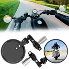 2PCS Motorcycle Round 7/8" 22mm Handle Bar End Rearview Side Mirrors Universal