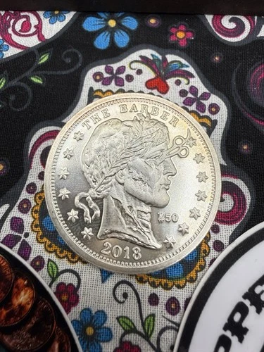 2018 The Barber 50 Zombucks 1 oz .999 Fine Silver Currency Of The Apocalypse