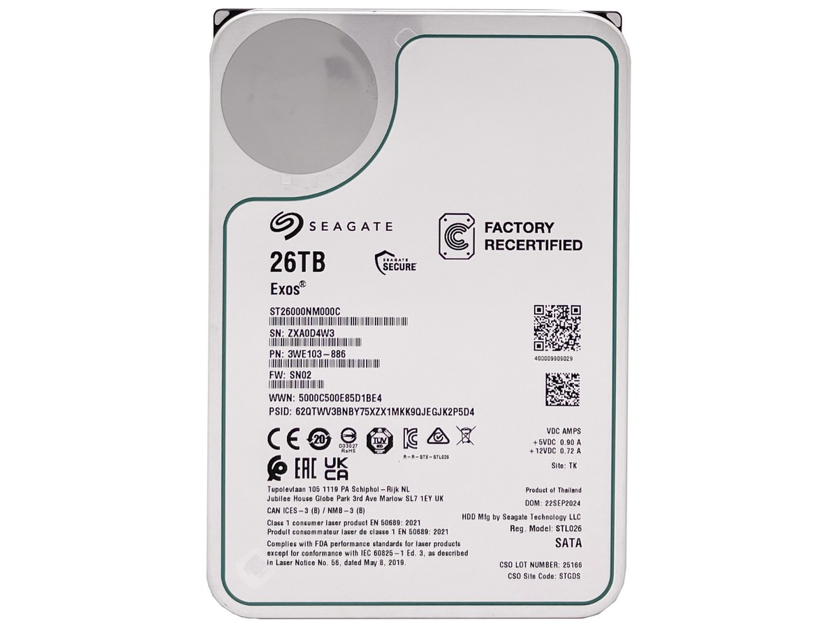 Seagate Exos ST26000NM000C 26TB HDD ジャンク Seagate ST26000NM000C 26TB 256MB 7200RPM 3.5