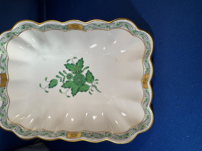 Herend Apponyi grün Schale 7738 AV, reccteckig 18x14 cm