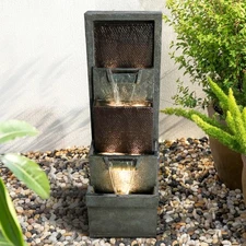 Multi-Tier Garden Fountain – Cascading Resin Water Feature with LED Lights