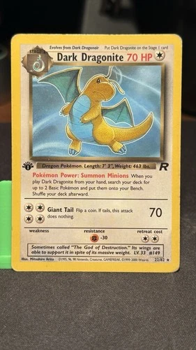 Dark Dragonite 22/82 Rare - 1st edition Rocket Pokemon Card - HP