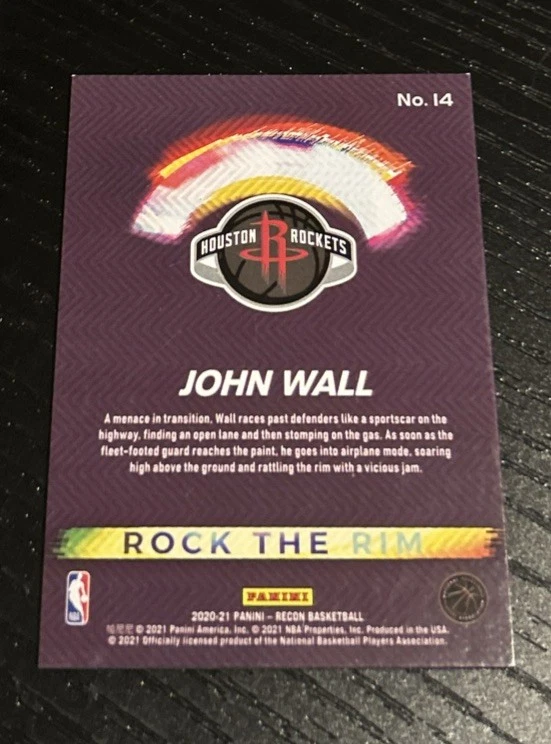 2020-21 Panini Recon John Wall Rock The Rim - Image 2 of 2